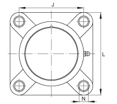 軸承座單元 RCJY50-TV-VA, 四孔塑料軸承座，內(nèi)圈帶平頭螺釘?shù)耐馇蛎媲蜉S承，耐腐蝕設(shè)計，R 型密封