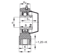 吊裝式軸承座單元 RTUEY40-TV-VA, 塑料軸承座，內(nèi)圈帶平頭螺釘?shù)耐馇蛎媲蜉S承，耐腐蝕設(shè)計(jì)，R 型密封