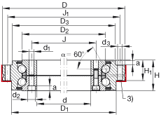 推力角接觸球軸承 ZKLDF260, 雙向，螺釘安裝，兩側(cè)帶密封蓋