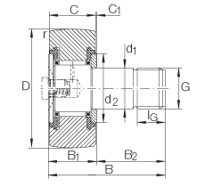 螺栓型滾輪 KR19-PP, 軸向引導(dǎo)，兩側(cè)用塑料推力平墊圈