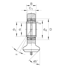 液壓桿端軸承 GK20-DO, 根據(jù) DIN ISO 12 240 標(biāo)準(zhǔn)，帶焊接面，需維護(hù)