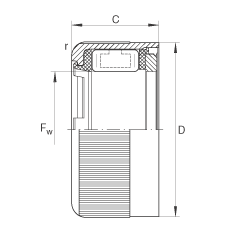 沖壓外圈滾柱離合器 HFL0806-KF-R, 滑動(dòng)或滾動(dòng)軸承布置，塑料彈簧，外圈滾花
