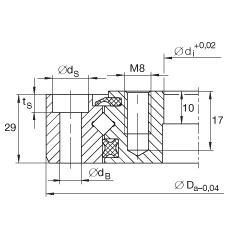 交叉滾子軸承 XU080120, 無齒，兩側(cè)唇密封