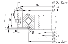 交叉滾子軸承 XI120288-N, 有內(nèi)齒，兩側(cè)唇密封