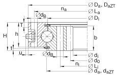 四點(diǎn)接觸球軸承 VI160288-N, 有內(nèi)齒，兩側(cè)唇密封