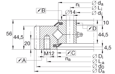 交叉滾子軸承 XSA140844-N, 標(biāo)準(zhǔn)系列 14， 外部的齒輪齒，兩側(cè)唇密封