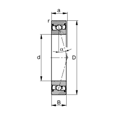 主軸軸承 HSS7018-C-T-P4S, 調節(jié)，成對安裝，接觸角 α = 15°，兩側唇密封，非接觸，加嚴公差