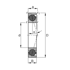 主軸軸承 HCB7230-C-T-P4S, 調(diào)節(jié)，成對或單元安裝，接觸角 α = 15°，陶瓷球，限制公差