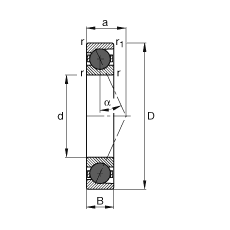 主軸軸承 HCB7201-E-T-P4S, 調節(jié)，成對或單元安裝，接觸角 α = 25°，陶瓷球，限制公差