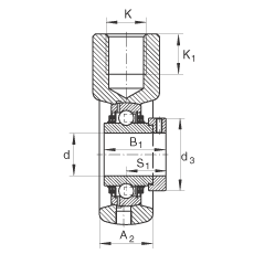 吊裝式軸承座單元 THE45, 鑄鐵軸承座，帶偏心鎖圈的外球面球軸承，T 型密封