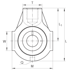 吊裝式軸承座單元 THE45, 鑄鐵軸承座，帶偏心鎖圈的外球面球軸承，T 型密封