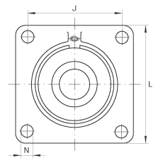 軸承座單元 PCCJ25, 帶四個(gè)螺栓孔的法蘭的軸承座單元，鑄鐵，雙列角接觸球軸承，P 型密封