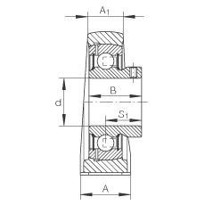 直立式軸承座單元 PSHEY45, 鑄鐵軸承座，內(nèi)圈帶平頭螺釘?shù)耐馇蛎媲蜉S承，P 型密封